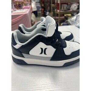 Hurley Moxine Kids Youth Sneakers Shoes Black White Low Top Lace Up Size 2